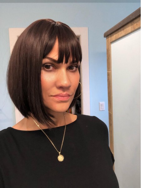 Short Straight Bob Style Capless Remy Human Hair Wigs With Bangs
