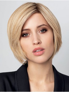 Fashionable Bobs Blonde Straight Chin Length Monof...