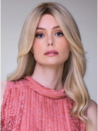 Elegant Wavy Mid-Length Blonde Human Hair Wig