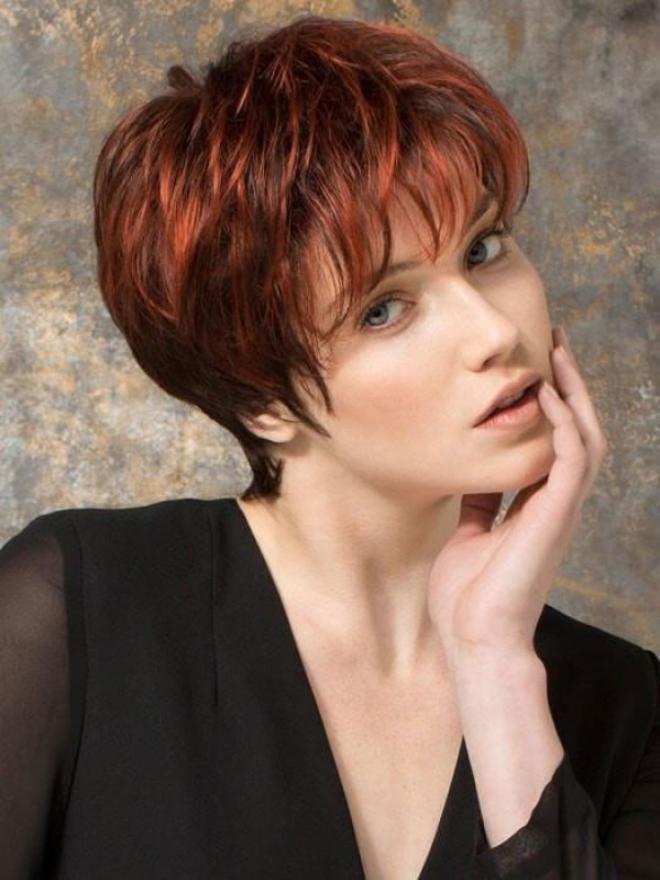 Natural Short Pixie Cut Wig With Bangs Synthetic Wigs