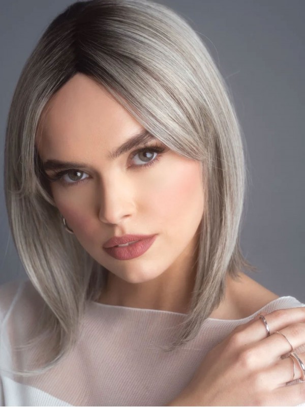 Grey Wigs Straight 12" With Bangs Synthetic Wigs Online