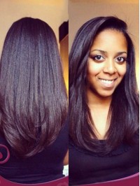 16" Straight Natural Black 360 Lace Wigs