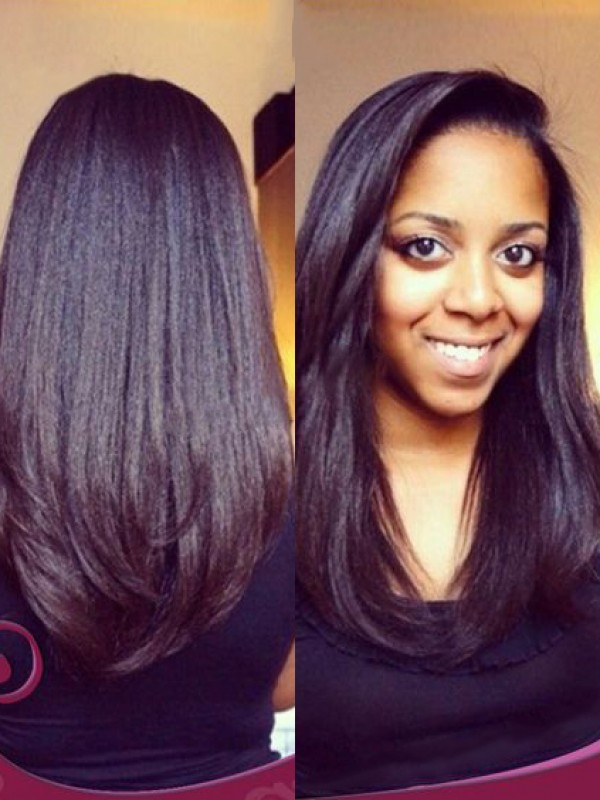 16" Straight Natural Black 360 Lace Wigs