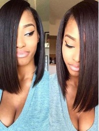 Mid-length Straight Sleek Bob 360 Lace Frontal Remy Human Hair Wig