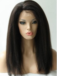 Long Kinky Straight 360 Lace Frontal Wig 14 Inches