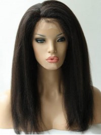 Long Kinky Straight 360 Lace Frontal Wig 14 Inches