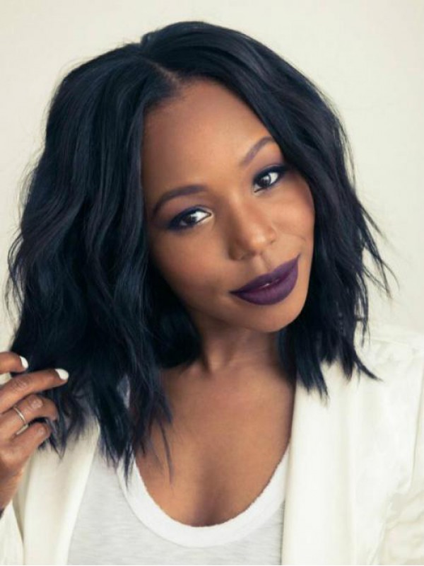 Mid-length Wavy Bob 360 Lace Frontal Wig 12 Inches