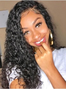 Long Human Hair Wet And Curly 360 Lace Wig 22Inche...