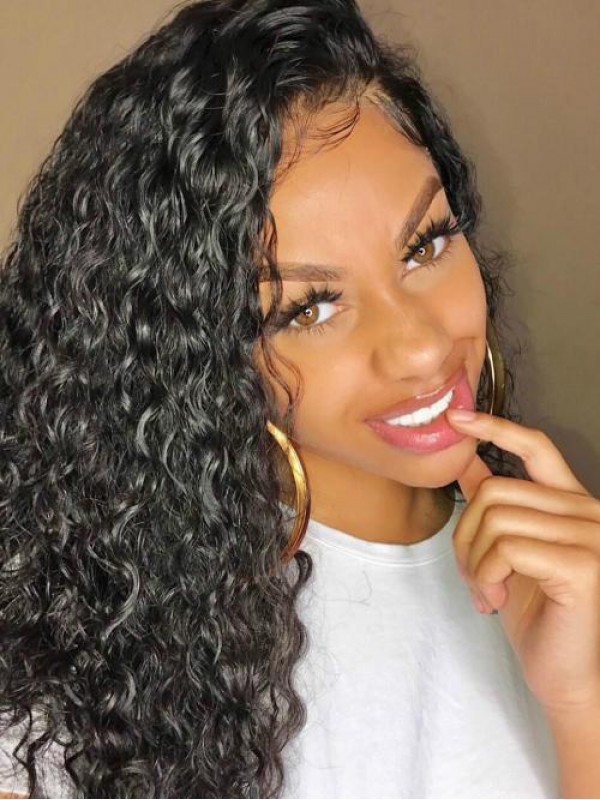 Long Human Hair Wet And Curly 360 Lace Wig 22Inches
