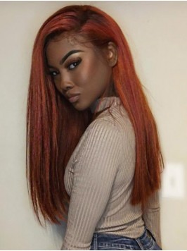 Long Straight Orange Goddess Human Hair 360 Lace W...