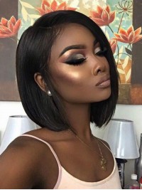 Black Short Cut 360 Lace Straight Remy Human Hair Wig