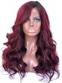 Long Body Wave Dark Wine Human Hair 360 Lace Remy Human Hair Wig