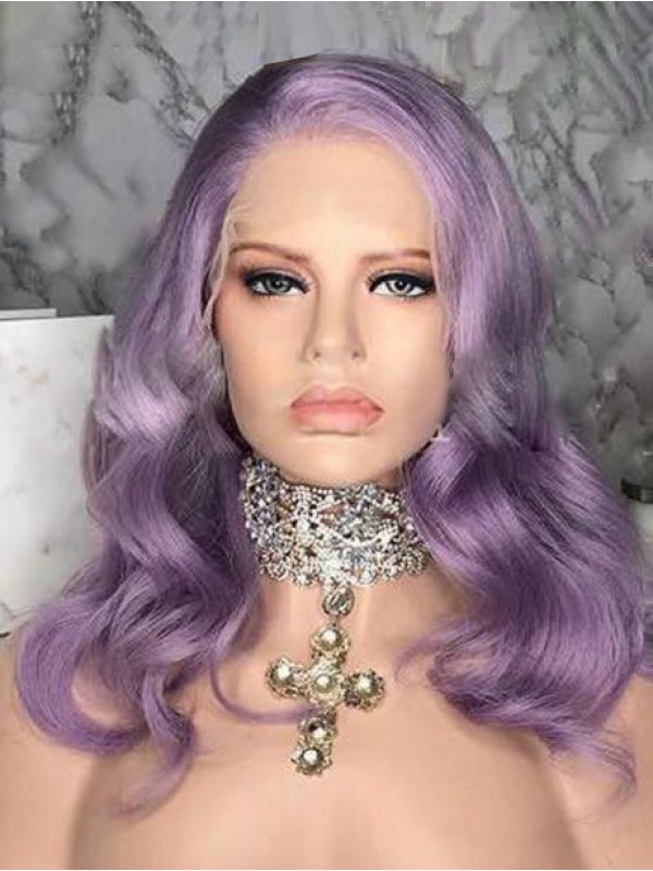 Long Purple Wavy 360 Lace Remy Human Hair Wigs