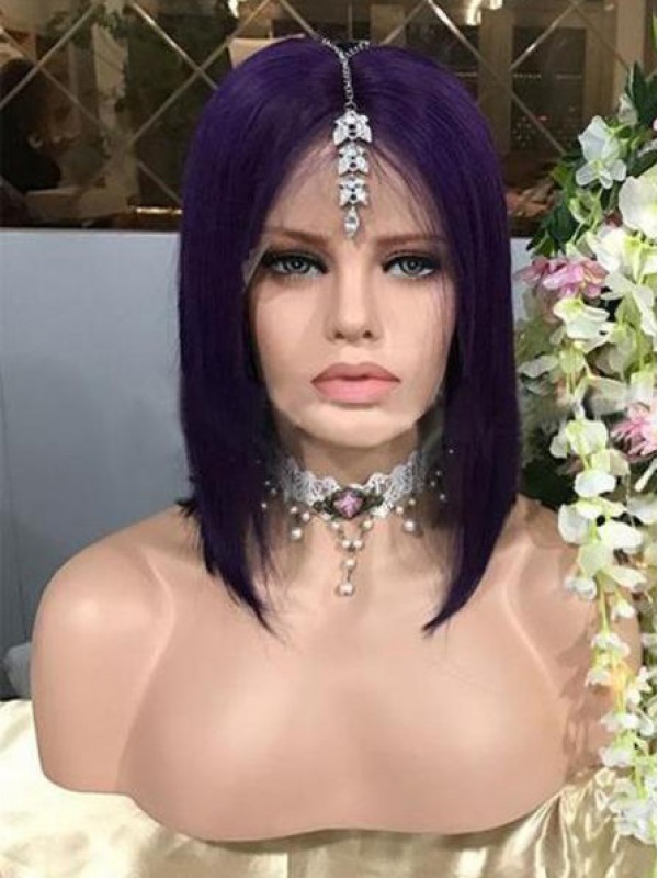Purple Long Straight 360 Lace Remy Human Hair Wig