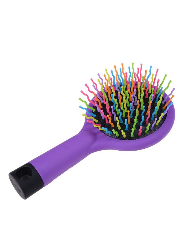 Rainbow Purple Brush Perm Wave Straight Beauty Comb with Mirror