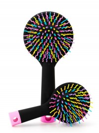 Rainbow Black Brush Perm Wave Straight Beauty Comb with Mirror