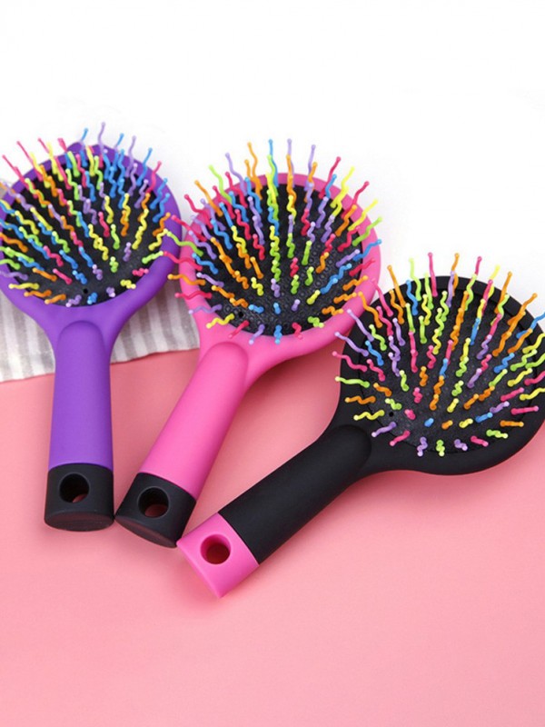 Rainbow Brush Perm Wave Straight Beauty Comb with Mirror