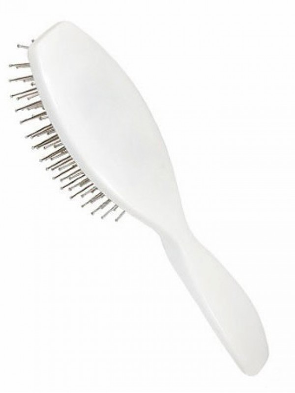 White Silver Massage Flat Brush