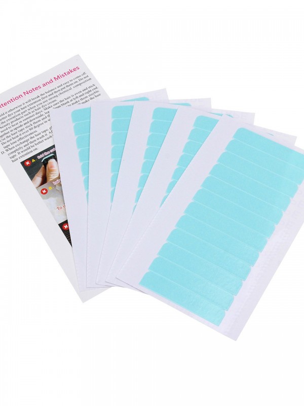 5 Sheets 60pcs 4cm*0.8cm Hair Tape Adhesive Glue Double Side Tape Waterproof For Lace Wig