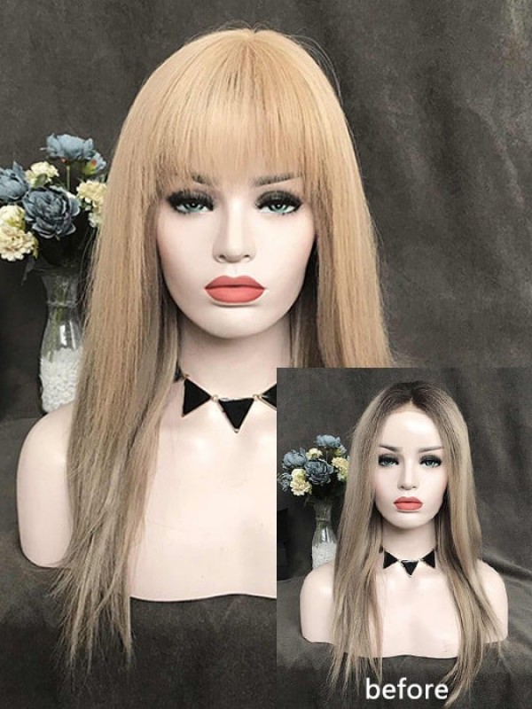 5"* 2.75" Full Mono Remy Human Hair Topper With Bangs