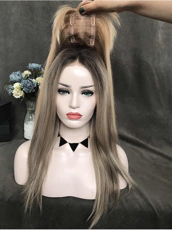 5"* 2.75" Full Mono Remy Human Hair Topper With Bangs