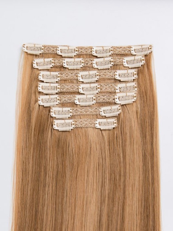16" 140G 7 Pieces Classic Clip In Remy Human Hair Extensions