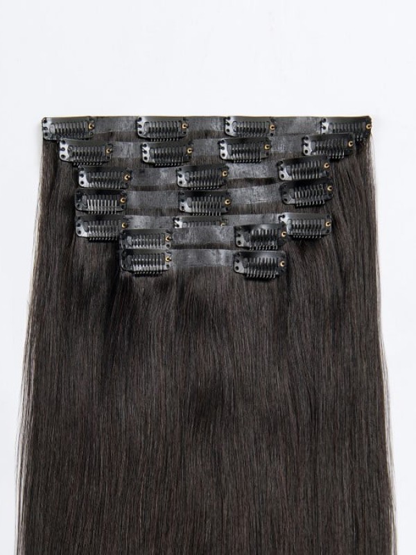 16" 120G 7 Pieces Invisible Clip In Remy Human Hair Extensions