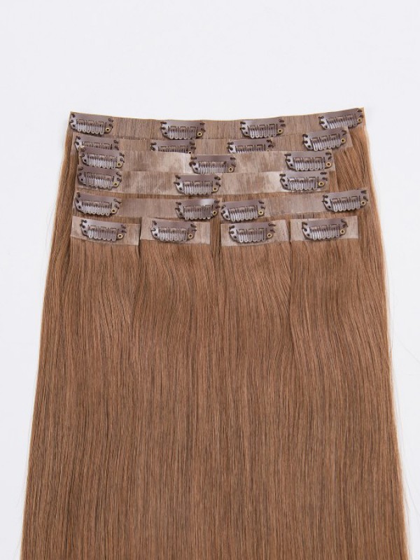 18" 160G 10 Pieces Invisible Clip In Human Hair Extensions