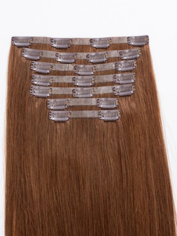 18" 140G 7 Pieces Invisible Clip In Human Hair Extensions