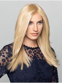 16" Straight Blonde Remy Human Hair Long Wigs For Women