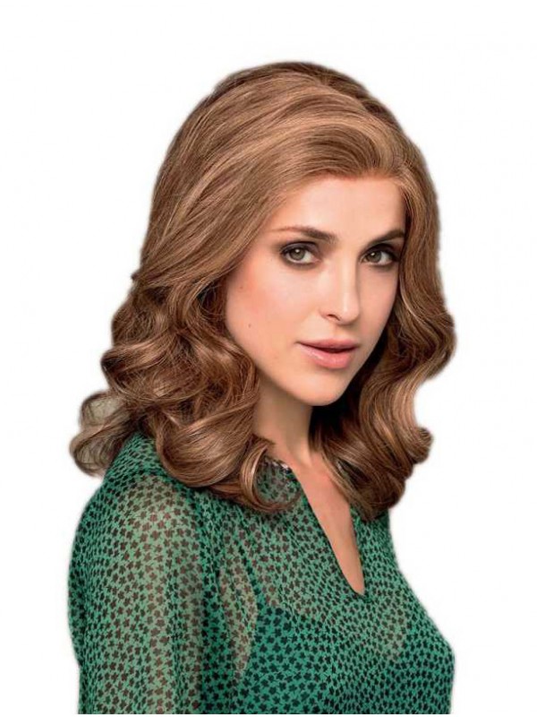 Without Bangs Brown Wavy 16" Human Hair For Women