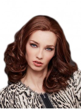 Without Bangs Wavy 16" Brown Convenient Hand-...