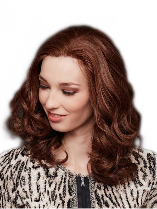 Without Bangs Wavy 16" Brown Convenient Hand-Tied Wigs