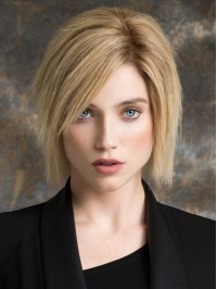 Blonde 9" Straight Chin Length 100% Hand-tied With Bangs Human Hair Wigs