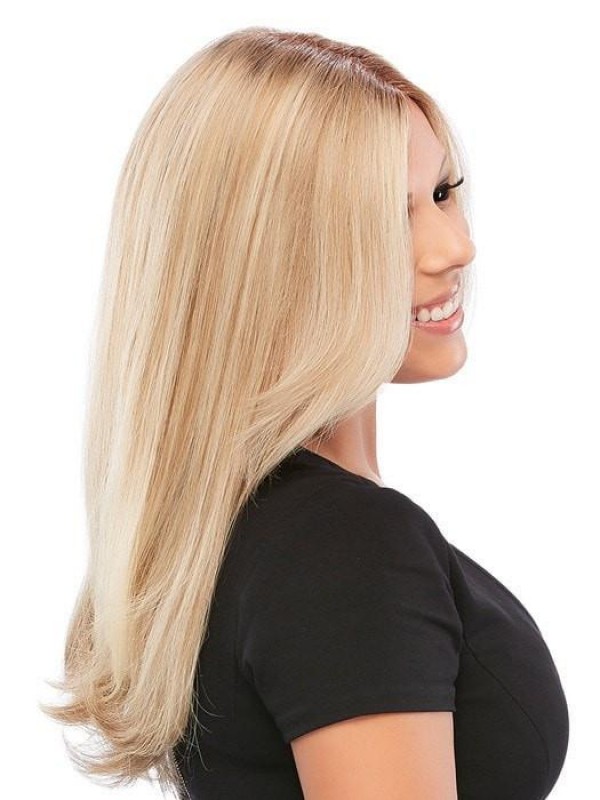 Blonde 16" Wavy Long 100% Hand-tied Layered Human Hair Wigs