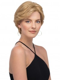 Blonde 6" Straight Short 100% Hand-tied Layered Human Hair Wigs