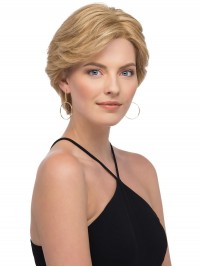 Blonde 6" Straight Short 100% Hand-tied Layered Human Hair Wigs