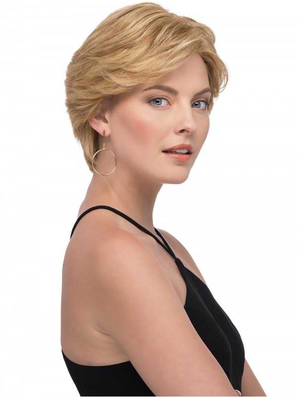 Blonde 6" Straight Short 100% Hand-tied Layered Human Hair Wigs