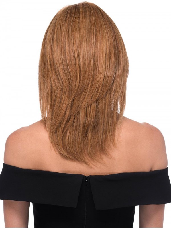 Blonde 12" Straight Chin Length 100% Hand-tied Layered Human Hair Wigs