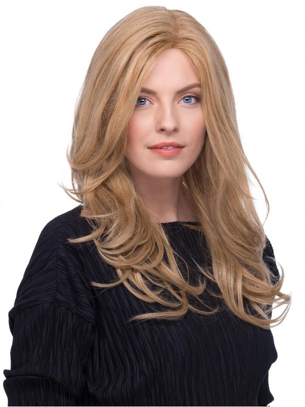 Blonde 17" Wavy Long 100% Hand-tied With Bangs Human Hair Wigs