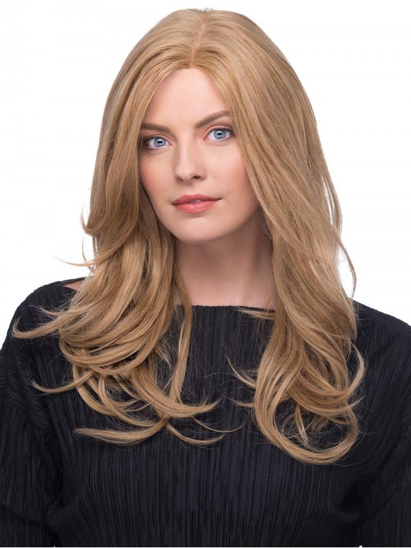 Blonde 17" Wavy Long 100% Hand-tied With Bangs Human Hair Wigs