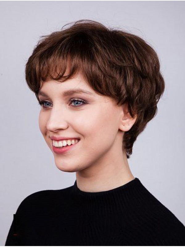 Boycuts Remy Human Hair Capless Wavy Short Wigs Women