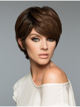 Fashion Brown Cropped Straight Boycuts Human Hair ...