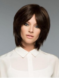 Brown Natural Straight Short Remy Human Hair Bob Wigs