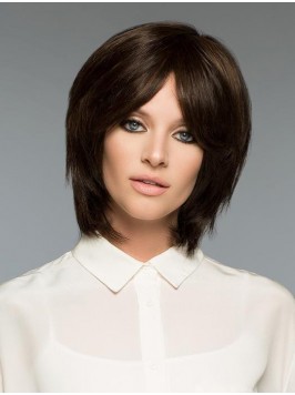 Brown Natural Straight Short Remy Human Hair Bob W...