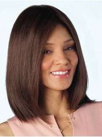 Brown Shoulder Length 14" Without Bangs Cheap Human Hair Wigs