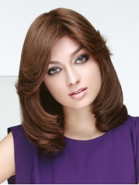 14" Wavy Brown Shoulder Length Monofilament Bob Wig Women'S Accessories