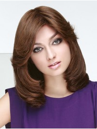 14" Wavy Brown Shoulder Length Monofilament Bob Wig Women'S Accessories