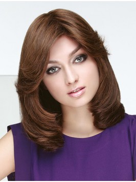 14" Wavy Brown Shoulder Length Monofilament B...