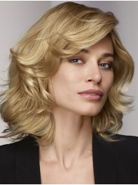 Shoulder Length Lace Front Curly Bobs Blonde Human Hair Wig
